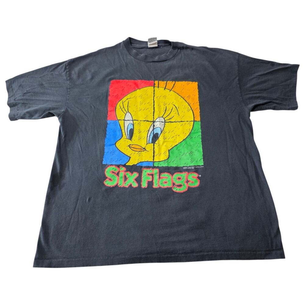 Vintage 1995 Six Flags Tweety Bird T Shirt XXL Looney Tunes USA Made 90s